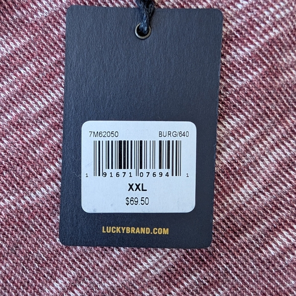 Lucky Brand Men's Burgandy Twisted Slub Long Sleeve Henley Shirt XXL NWT - Picture 4 of 9